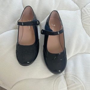 Navy patent leather dress shoes